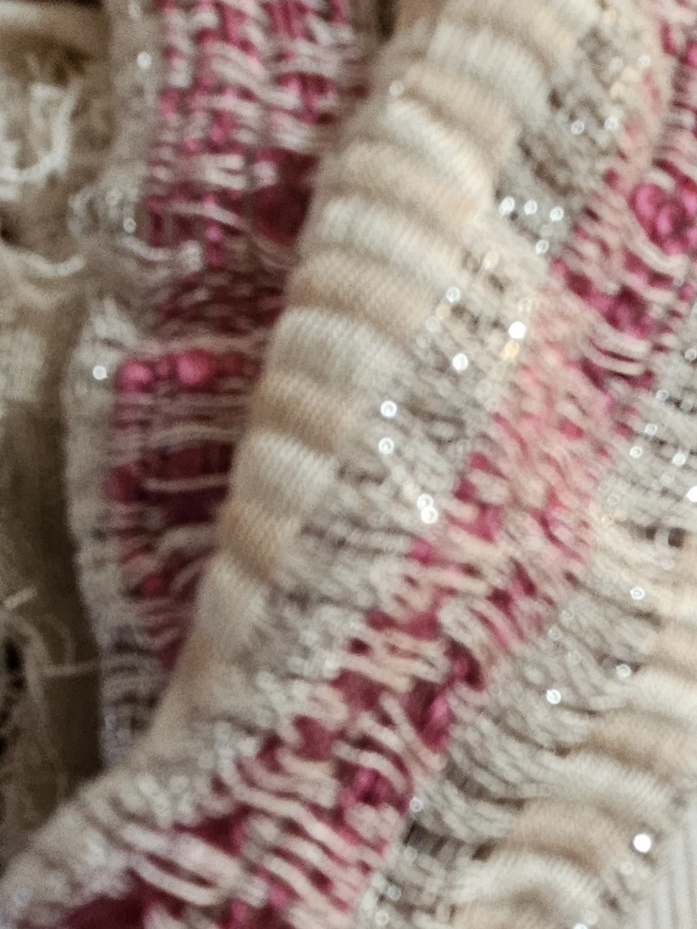 Simply Noelle Magenta and Cream Textured Infinity Scarf